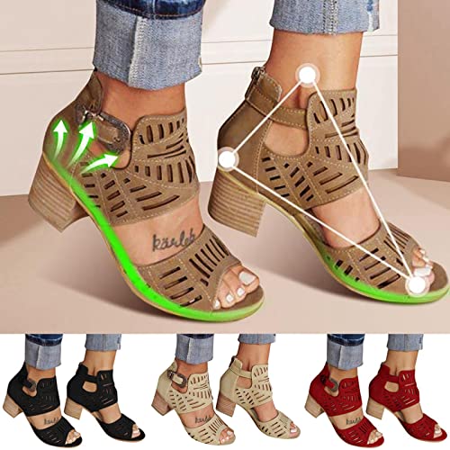 Sandalias de verano para mujer, boca, playa, viajes, zapatos con tacón, sandalias informales, sandalias antideslizantes, sandalias de senderismo, sandalias de plataforma, chanclas de ocio, caqui, 39