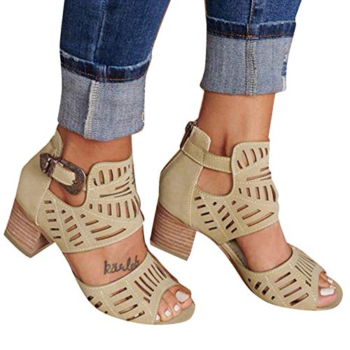 Sandalias de verano para mujer, boca, playa, viajes, zapatos con tacón, sandalias informales, sandalias antideslizantes, sandalias de senderismo, sandalias de plataforma, chanclas de ocio, caqui, 39