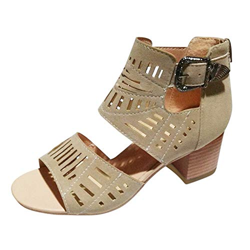 Sandalias de verano para mujer, boca, playa, viajes, zapatos con tacón, sandalias informales, sandalias antideslizantes, sandalias de senderismo, sandalias de plataforma, chanclas de ocio, caqui, 39