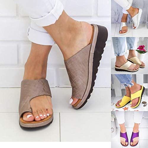 Sandalias Mujer Verano 2019 SHOBDW Sandalias Correctoras Juanetes Oferta Moda Pisos Cuñas Zapatos De Playa Con Punta Abierta Tobillo Zapatillas Sandalias Romanas Mujer Tallas Grandes(Plata,EU38)