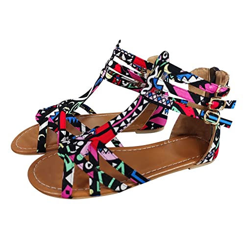 Sandalias Mujer Verano 2023 Romanas Zapatos Talla Grande Casual RomaHebilla Chanclas Cómodo y Transpirable Fondo Plano Informal Zapatillas y Chanclas Sandalias de Playa Bohemian Elegantes