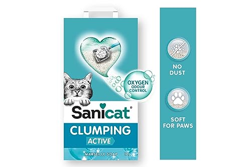 Sanicat - Arena para Gatos aglomerante Blanca - Jabon de Marsella | | Hecha de minerales Naturales con Control de Olor garantizado | 10 L de Capacidad