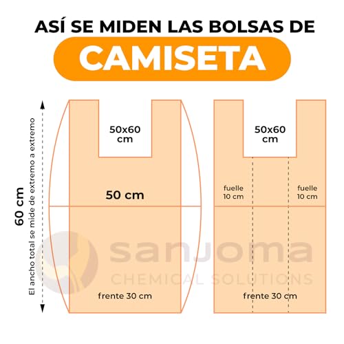 Sanjoma Chemical Solutions 200 Bolsas de Plástico Ecológicas con Asas Resistentes 30x40cm | Bolsas Reciclables Multiusos | Fuertes y Duraderas