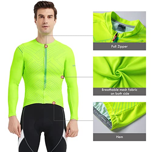 Santic Maillots Ciclismo Hombre Camisetas Ciclismo Manga Larga Verde EU XL