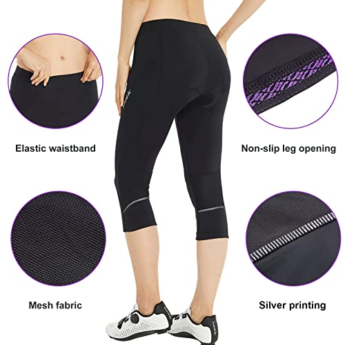 Santic Pantalones Cortos Ciclismo Mujer con Badana 3/4 Pantalon Bicicleta Mujer con Badana/Protecciones Violado EU L