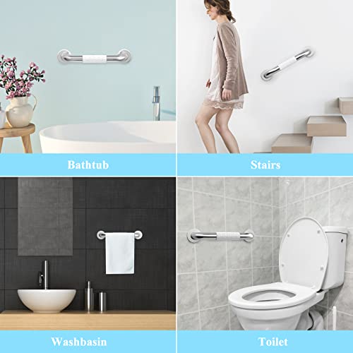 Sapphome Asa de Seguridad para Baño,Manija de la Ducha de Acero Inoxidable, Asa de Seguridad Antideslizante para la Bañera Manija para Niños, Discapacitado, el embarazo y Personas Mayores,Blanco, 30CM