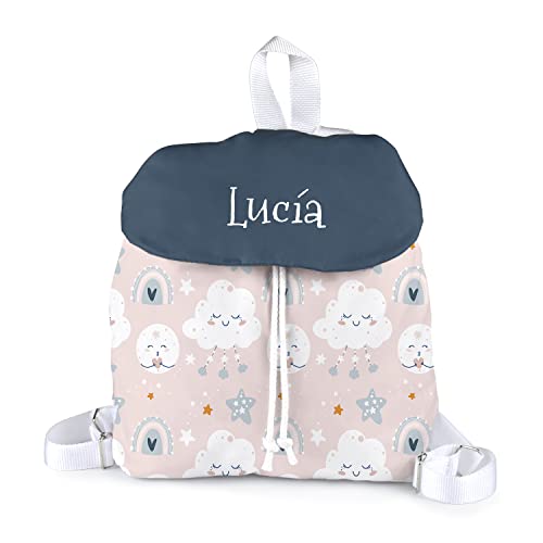 SAQUITOMAGICO Mochila solapa para bebe personalizada Sweet baby .Vuelta al cole.Recien nacidos regalo.Mochila guarderia (arco iris)