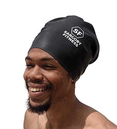 Sargoby Fitness Gorro Piscina Pelo Largo Gorro de natación Trenzas para rastas de Pelo Largo o rastas de Pelo Afro tamaños de Gorro de natación para Adultos Se Puede Utilizar como Gorro de Ducha