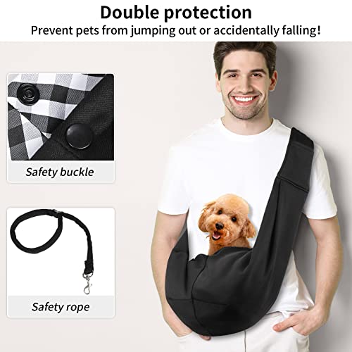 Sarsumir Bandolera para Perro, Transportín para Perros Bolsa de Viaje para Mascotas Ajustable Bolso de Hombro para Perros Gatos Pequeño y Medianos, Negro