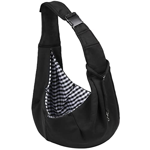 Sarsumir Bandolera para Perro, Transportín para Perros Bolsa de Viaje para Mascotas Ajustable Bolso de Hombro para Perros Gatos Pequeño y Medianos, Negro