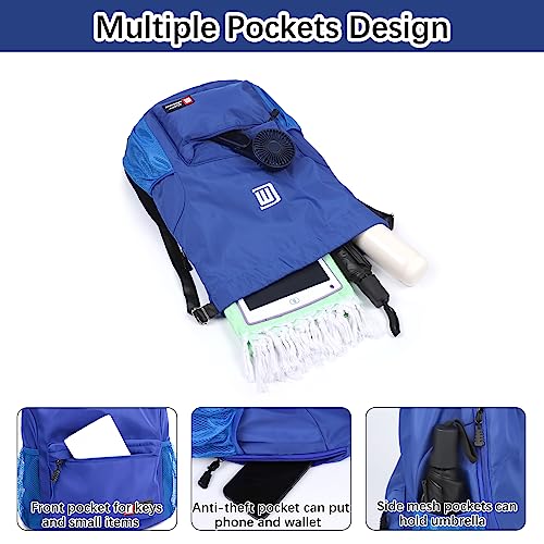 Sarsumir Mochila Cuerdas para Mujer Hombre, Impermeable Bolsa de Cuerdas Gran Capacidad Mochila Deportiva para Compras Yoga Deporte Viajes, Azul