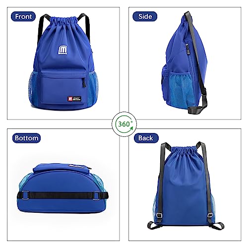 Sarsumir Mochila Cuerdas para Mujer Hombre, Impermeable Bolsa de Cuerdas Gran Capacidad Mochila Deportiva para Compras Yoga Deporte Viajes, Azul