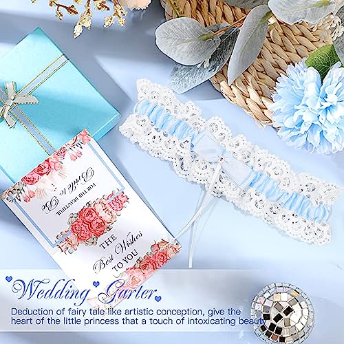 Satohom Liga para Novia Azul, Liga Nupcial Elástica, Accesorios de Vestidos de Novia, Liga de Encaje, Garter Boda- Novias Accesorios- para el Banquete de Boda (1Pcs),30-60cm