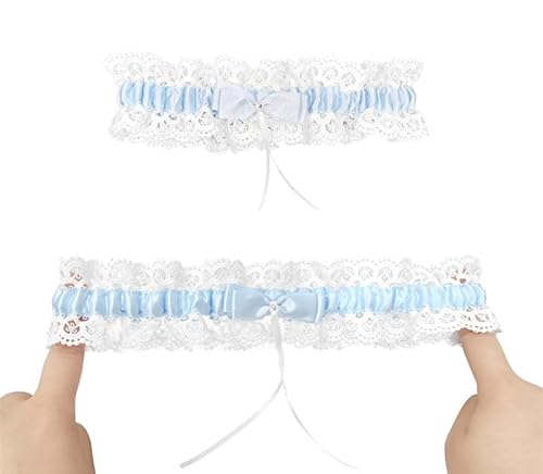 Satohom Liga para Novia Azul, Liga Nupcial Elástica, Accesorios de Vestidos de Novia, Liga de Encaje, Garter Boda- Novias Accesorios- para el Banquete de Boda (1Pcs),30-60cm