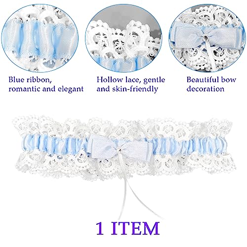 Satohom Liga para Novia Azul, Liga Nupcial Elástica, Accesorios de Vestidos de Novia, Liga de Encaje, Garter Boda- Novias Accesorios- para el Banquete de Boda (1Pcs),30-60cm