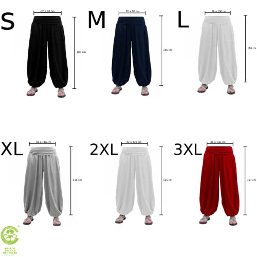 SAVARI | Pantalón Bombacho | Modelo Aladin | Pantalones Harem | con Estilo Oriental, Ancho, Largo y Cómodo | Ideal para Yoga | Mujer y Hombre | Lisos | Hay Tallas Grandes | Azul Marino | Talla XL