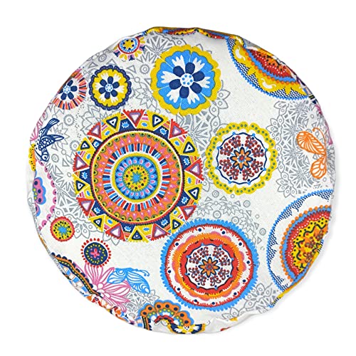 SAVASANAS - Cojín Zafú "Mandalas Maya"- Cojín para Meditación – Cojín para Yoga – 100% algodón y cáscara de sarraceno – funda lavable – diseño exclusivo