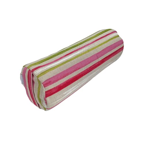 SAVASANAS - Mini bolster cilíndrico "Summer" 40x14cm, ideal para apoyar cervicales, rodillas, hombros o como asiento durante el yoga - Funda lavable - Relleno de cáscara espelta - Asa de transporte