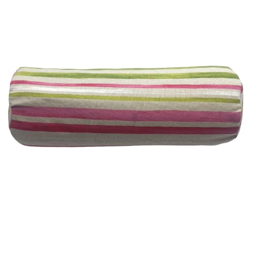 SAVASANAS - Mini bolster cilíndrico "Summer" 40x14cm, ideal para apoyar cervicales, rodillas, hombros o como asiento durante el yoga - Funda lavable - Relleno de cáscara espelta - Asa de transporte