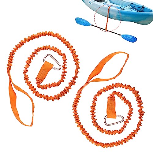 SAVITA 2 Piezas Correa Remo Kayak, 86-156 cm Estirable Correas de Remo con Mosquetón Cordón de Remo Cuerda para Remo de Kayak Elástica para Canoa Barco Tabla de Surf Caña de Pescar (Naranja)