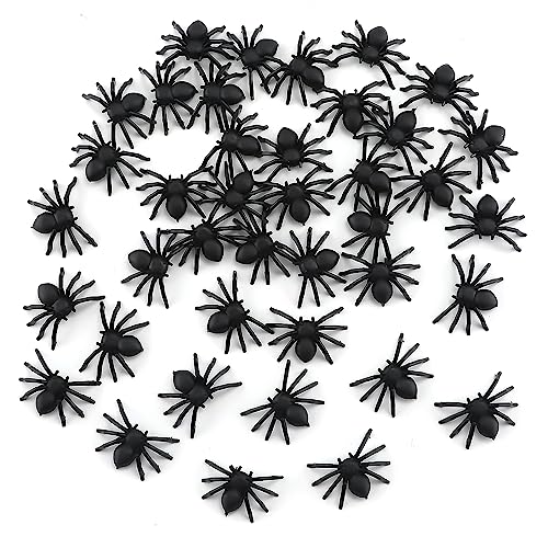 SAVITA 50 Piezas Realista Araña Decoración Halloween, Plástico Mini Araña Negro Realista Aterrador Araña Broma Halloween Casa Embrujada Decoraciones para Fiestas de Halloween Día de los Inocentes