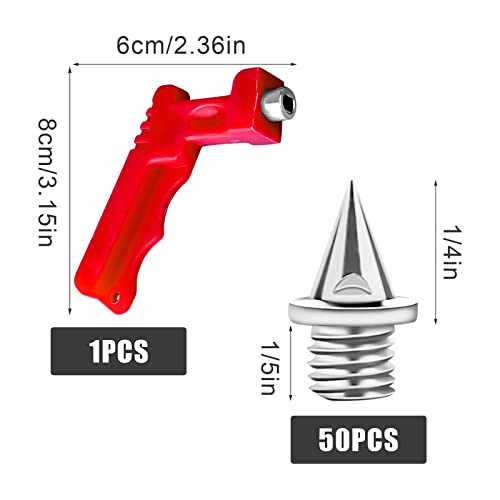 SAVITA 50 Track Spikes Acero Inoxidable de 6mm con 1 Llave de Clavos, Clavos Atletismo Clavos de Pista Clavos para Zapatos de Pista Zapatos Deportivos Trotar Correr (Plata)