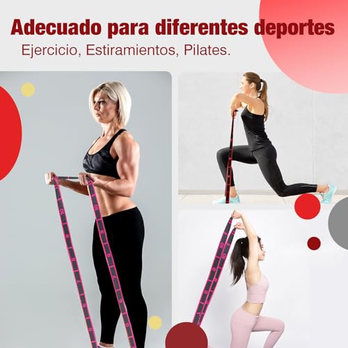 Scettar 2 Banda de Estiramiento de Yoga, Bandas Elasticas Fitness de 8 Rejillas con 2 Bandas Elasticas Pelo Yoga, Bandas Latinas de Resistencia Banda Elástica de Yoga para Pilates Latino Danza Fitness