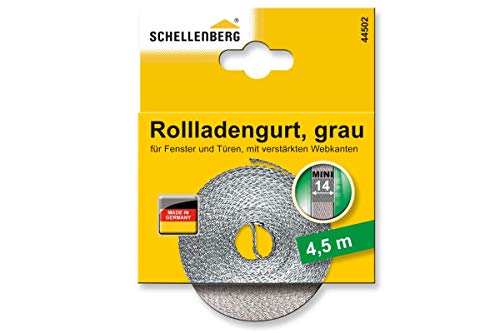 Schellenberg 44102 Cinta de persiana para ventanas y puertas color gris, 14 mm x 4,5 m