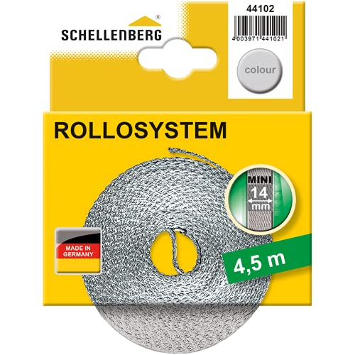 Schellenberg 44102 Cinta de persiana para ventanas y puertas color gris, 14 mm x 4,5 m