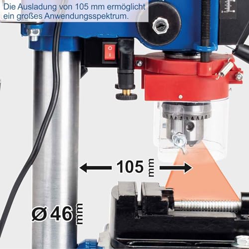 SCHEPPACH DP16VLS Taladro de Columna con Sistema de Alineamiento Laser con 5 Velocidades Distintos Usos, 500W, Azul