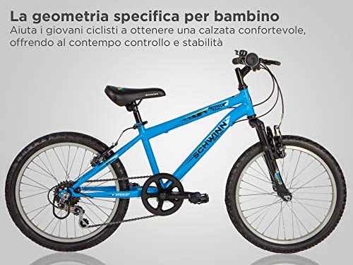 Schwinn Remix - Bicicleta de montaña infantil, ruedas de 20 pulgadas, marco Smartstart en acero ligero, suspensión frontal, 6 velocidades, recomendada para niños entre 5 y 8 años, azul