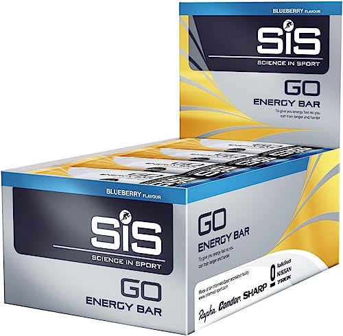 Science in Sport Go Energy barritas energéticas ciclismo alta en carbohidratos, sabor Arándanos, 25 gr de carbohidratos, Barra 40 gr, Paquete de 30