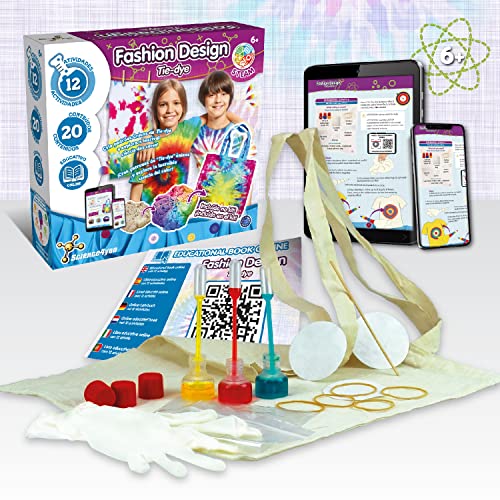 Science4you Fashion Design - Actividades Tie Dye Kit para Niños, Tinte para Ropa y Bolsa Tie Dye de Pintura lavable, Manualidades para Niños 6+ años, Juegos, Juguetes DIY, Regalo para Niño y Niña