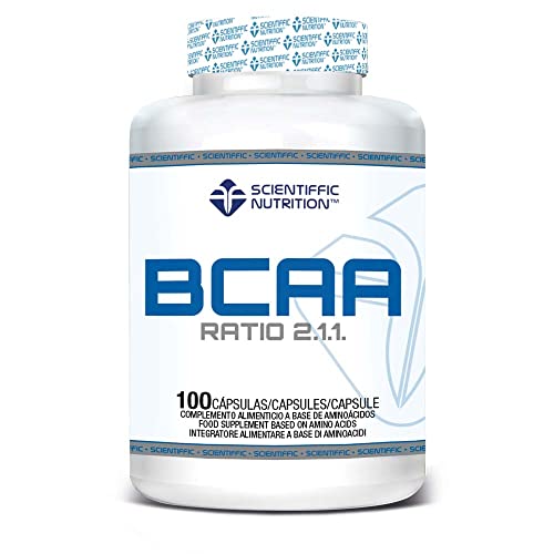 Scientiffic Nutrition - BCAA, Aminoácidos Esenciales Ramificados en Polvo en Proporción 2:1:1, Mejora la Recuperación Muscular y el Aumento de Masa Muscular - 100 Cápsulas.