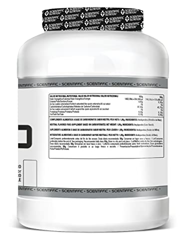 Scientiffic Nutrition - Carbgo, Carbohidratos para Aumentar la Masa Muscular, con Amilopectina de Maíz, Recuperador Muscular, Mejora el Rendimiento y Combate la Fatiga - 1,8Kg, Sabor Neutro.