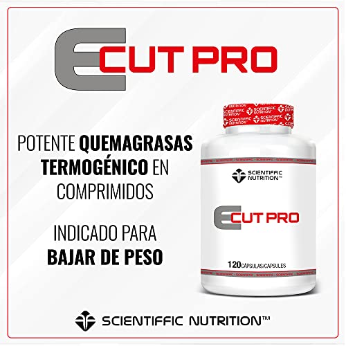 Scientiffic Nutrition - E-Cut Pro, Quemagrasas Potente para Ayudar a la Pérdida de Peso, Suplemento Termogénico Quemador de Grasas, Fat Burner - 120 Cápsulas.