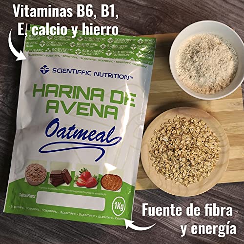 Scientiffic Nutrition - Harina de avena, Fuente de Proteínas, Baja en Azúcares, 100% Natural, Contribuye al Desarrollo de la Masa Muscular, Sabor Nuetro, Sin Sabor - 1 Kg