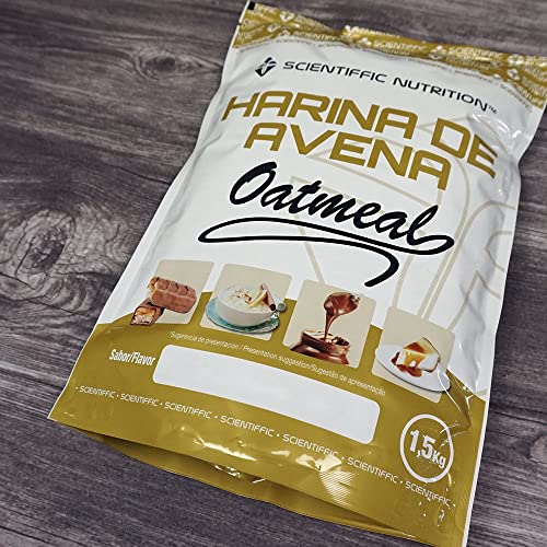 Scientiffic Nutrition - Harina de avena Oatmeal en Polvo, Fuente de Proteínas, Baja en Azúcares, 100% Natural, Contribuye al Desarrollo de la Masa Muscular, Sabor Tarta de Queso con Caramelo - 1,5 Kg