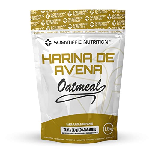 Scientiffic Nutrition - Harina de avena Oatmeal en Polvo, Fuente de Proteínas, Baja en Azúcares, 100% Natural, Contribuye al Desarrollo de la Masa Muscular, Sabor Tarta de Queso con Caramelo - 1,5 Kg