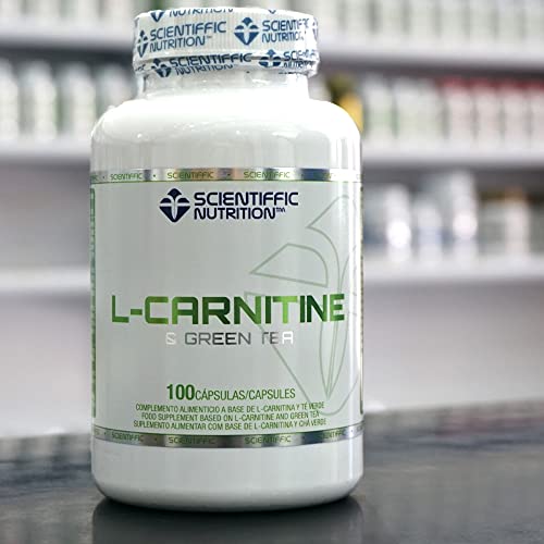 Scientiffic Nutrition - L-Carnitine & Green Tea, L-Carnitina + Té Verde, Actúa como Quemagrasas Eliminándola, Ayuda a su Oxidación Convirtiéndolas en Energía y a Adelgazar - 100 Cápsulas.