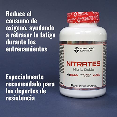 Scientiffic Nutrition - Nitrates, Pre Workout para Aumentar Nuestro Rendimiento Deportivo y Reducir la Fatiga, con Vitagranate, Vitacherry, Rednite y Grosella Negra - 60 Cápsulas.