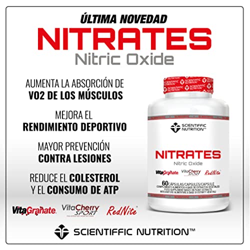 Scientiffic Nutrition - Nitrates, Pre Workout para Aumentar Nuestro Rendimiento Deportivo y Reducir la Fatiga, con Vitagranate, Vitacherry, Rednite y Grosella Negra - 60 Cápsulas.