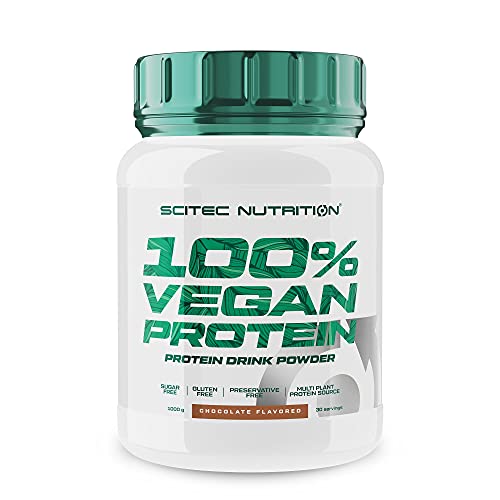 Scitec Nutrition 100% Vegan protein, Bebida en polvo de proteína vegetal con vitamina B12 y edulcorantes, sin azúcar, sin gluten, 1 kg, Chocolate