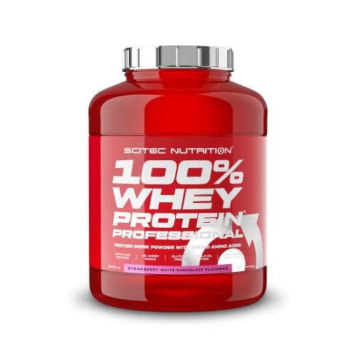 Scitec Nutrition 100% Whey Protein Professional 2.35 Kg - Fórmula Mejorada Sin Gluten Ni Azúcares Sabor Fresa-Chocolate Blanco