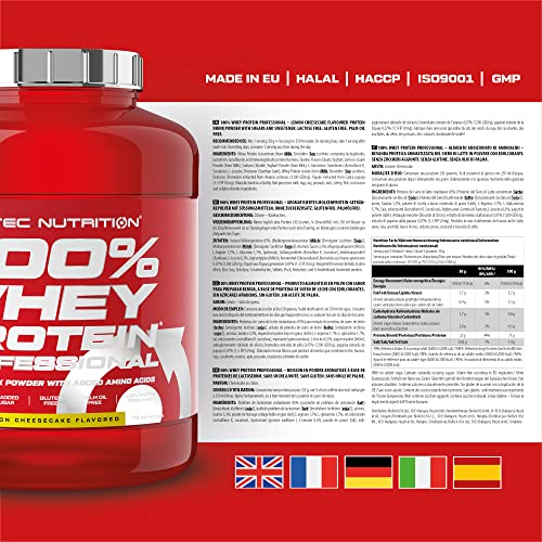 Scitec Nutrition 100% Whey Protein Professional, Con aminoácidos clave y enzimas digestivas adicionales, sin gluten, 2.35 kg, Limón-Tarta de queso