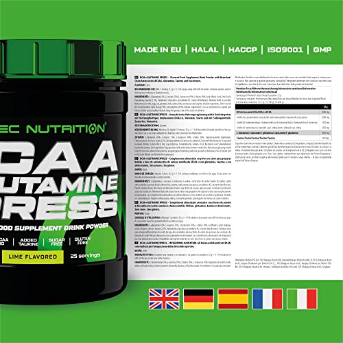 Scitec Nutrition BCAA + Glutamine Xpress, Bebida en polvo de aminoácidos aromatizada, con glutamina y taurina, sin azúcar, sin gluten, 300 g, Lima