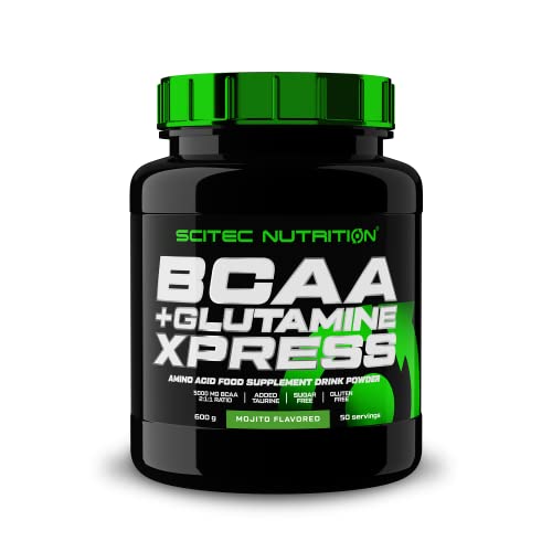 Scitec Nutrition BCAA + Glutamine Xpress, Bebida en polvo de aminoácidos aromatizada, con glutamina y taurina, sin azúcar, sin gluten, 600 g, Mojito