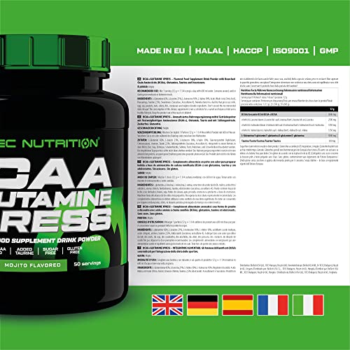 Scitec Nutrition BCAA + Glutamine Xpress, Bebida en polvo de aminoácidos aromatizada, con glutamina y taurina, sin azúcar, sin gluten, 600 g, Mojito