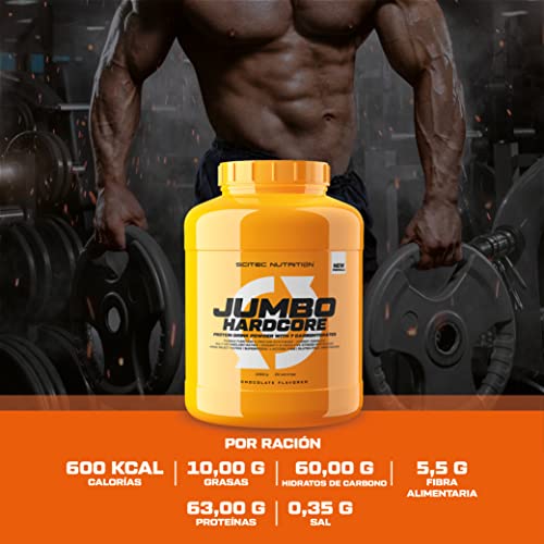 Scitec Nutrition Jumbo Hardcore, Weight Gainer alto en proteína con Amino Select Matrix, Superfoods, Creatina y con 7 carbohidratos, Sin Gluten y Sin Lactosa, 3060 g, Chocolate