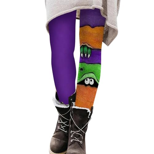 sdbrld Leggings de Halloween para mujer, estampado 3D, levantamiento de glúteos, cintura alta, control de abdomen, pantalones de yoga, leggings de entrenamiento para correr, za-morado, Small